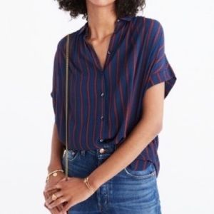 Madewell Central Drapey Shirt in Navy Stripe